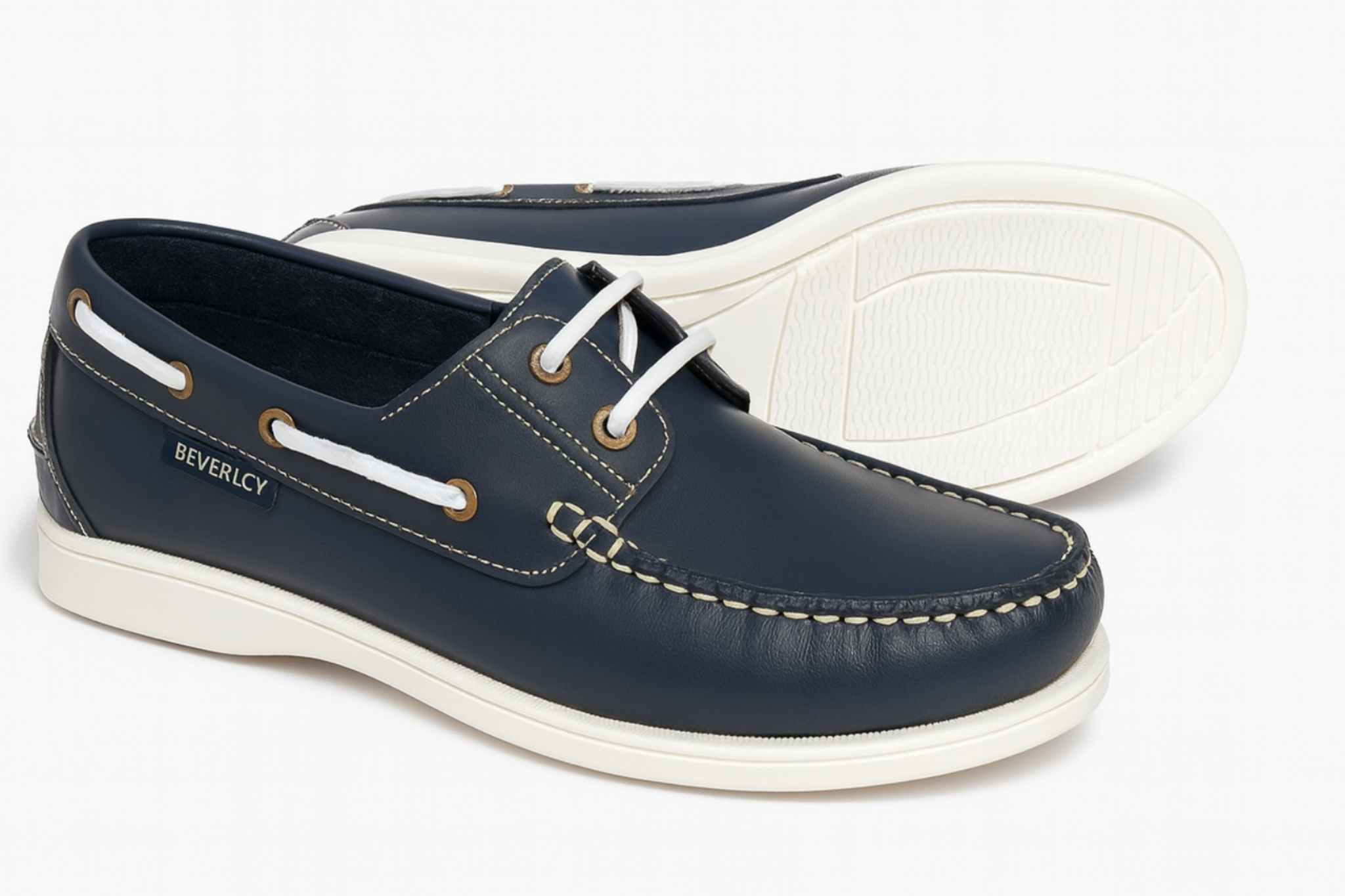 Beverley Leather Lace-Up Loafers - Navy
