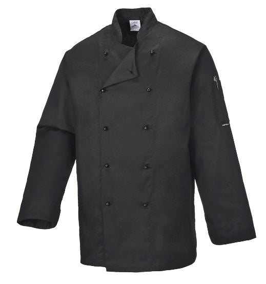 C834 – Somerset Chefs Jacket – Long Sleeve – Black
