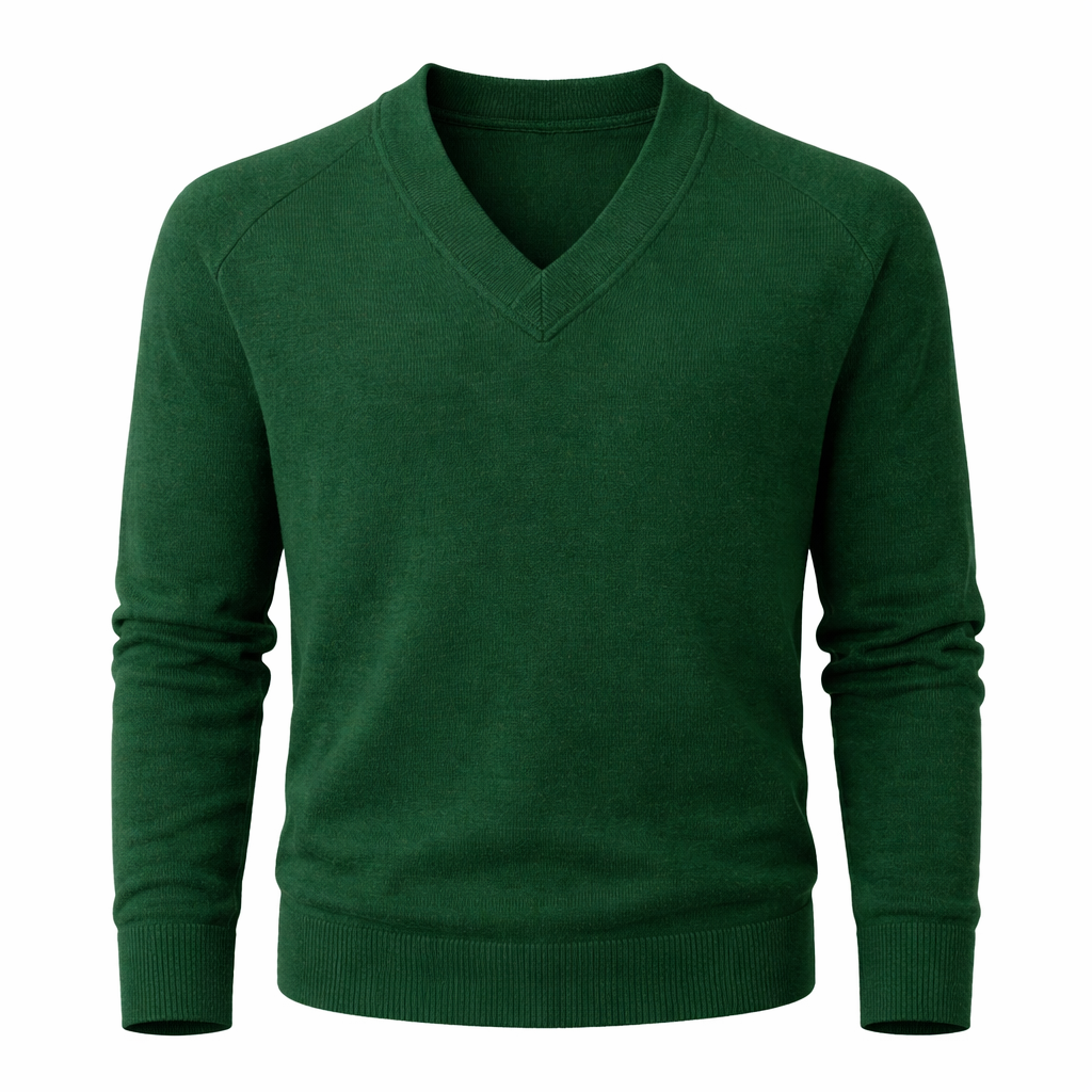 Green sweater on a white background