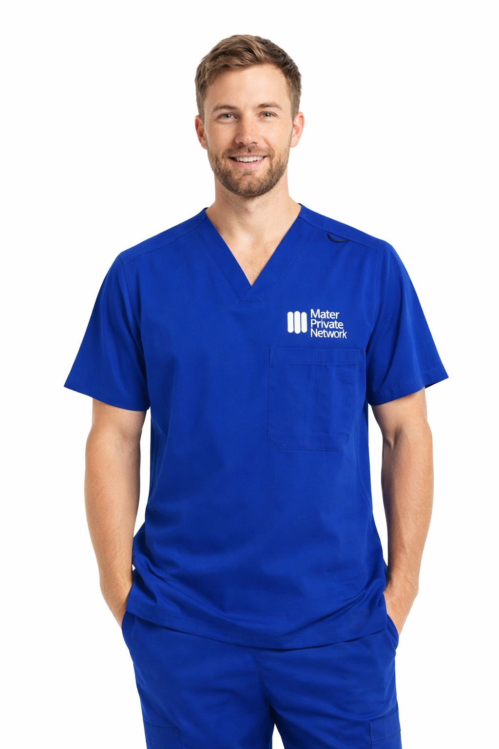Mater Private Mens Stretch Scrub Top