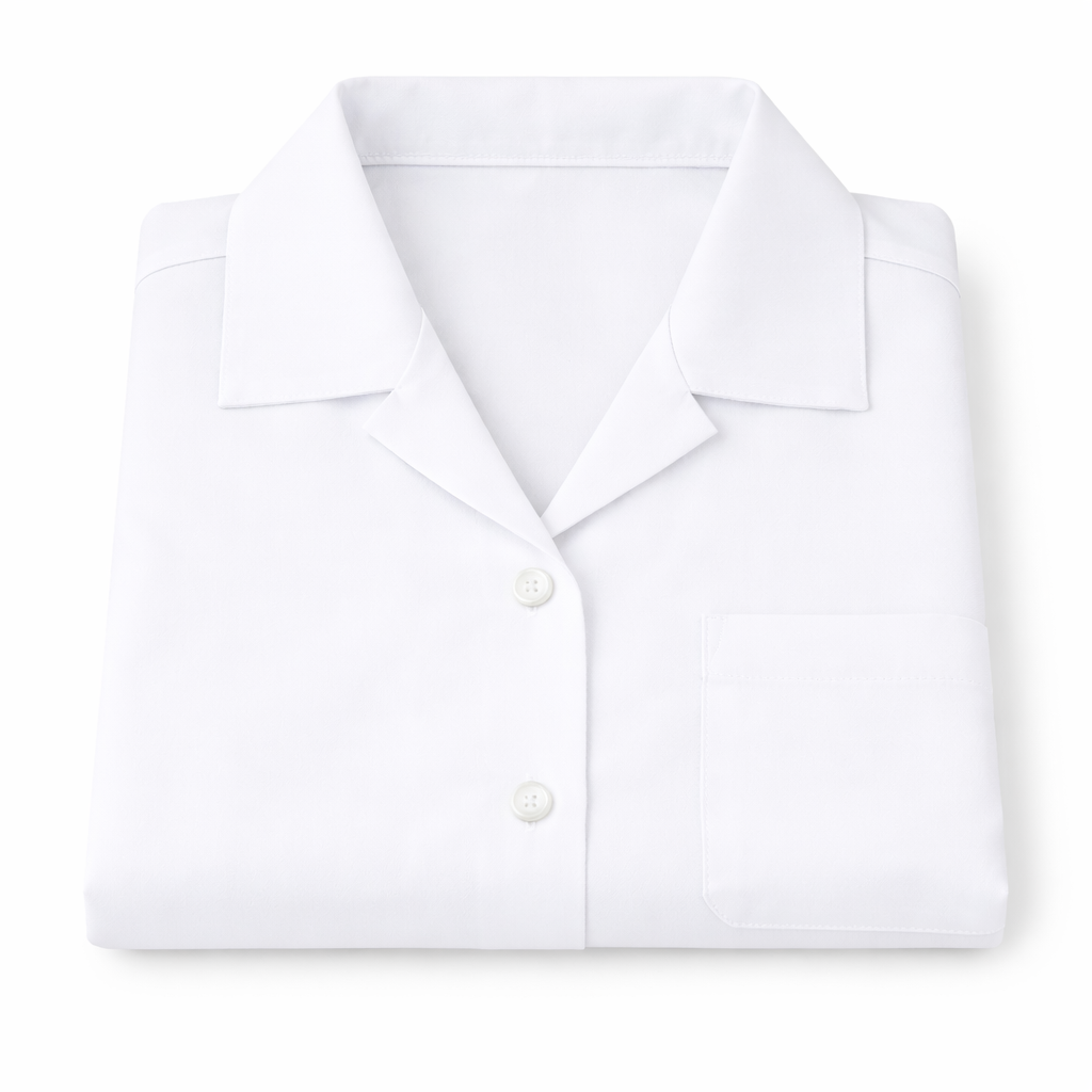 Folded white dress shirt on a white background