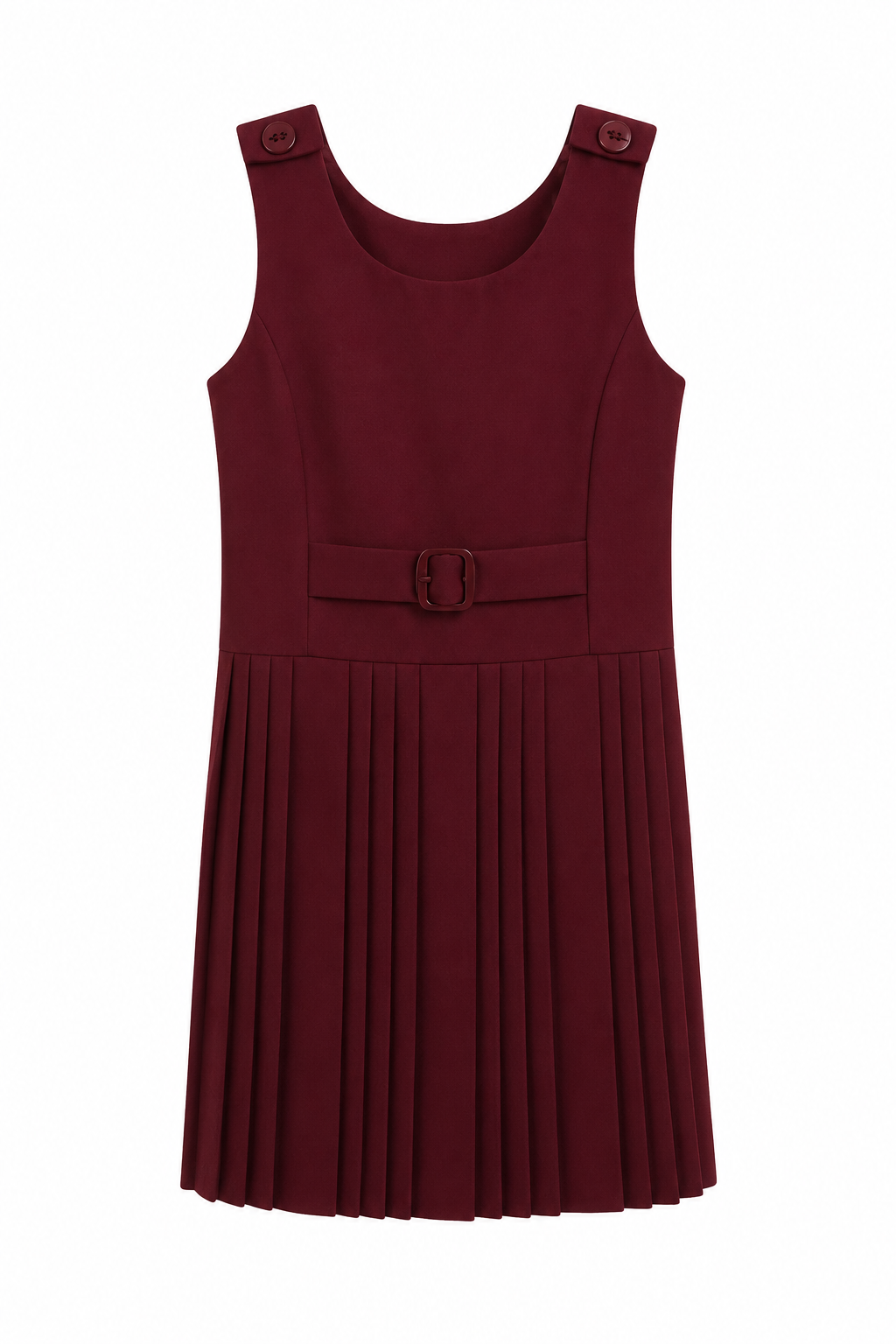 maroon pinafore on white background
