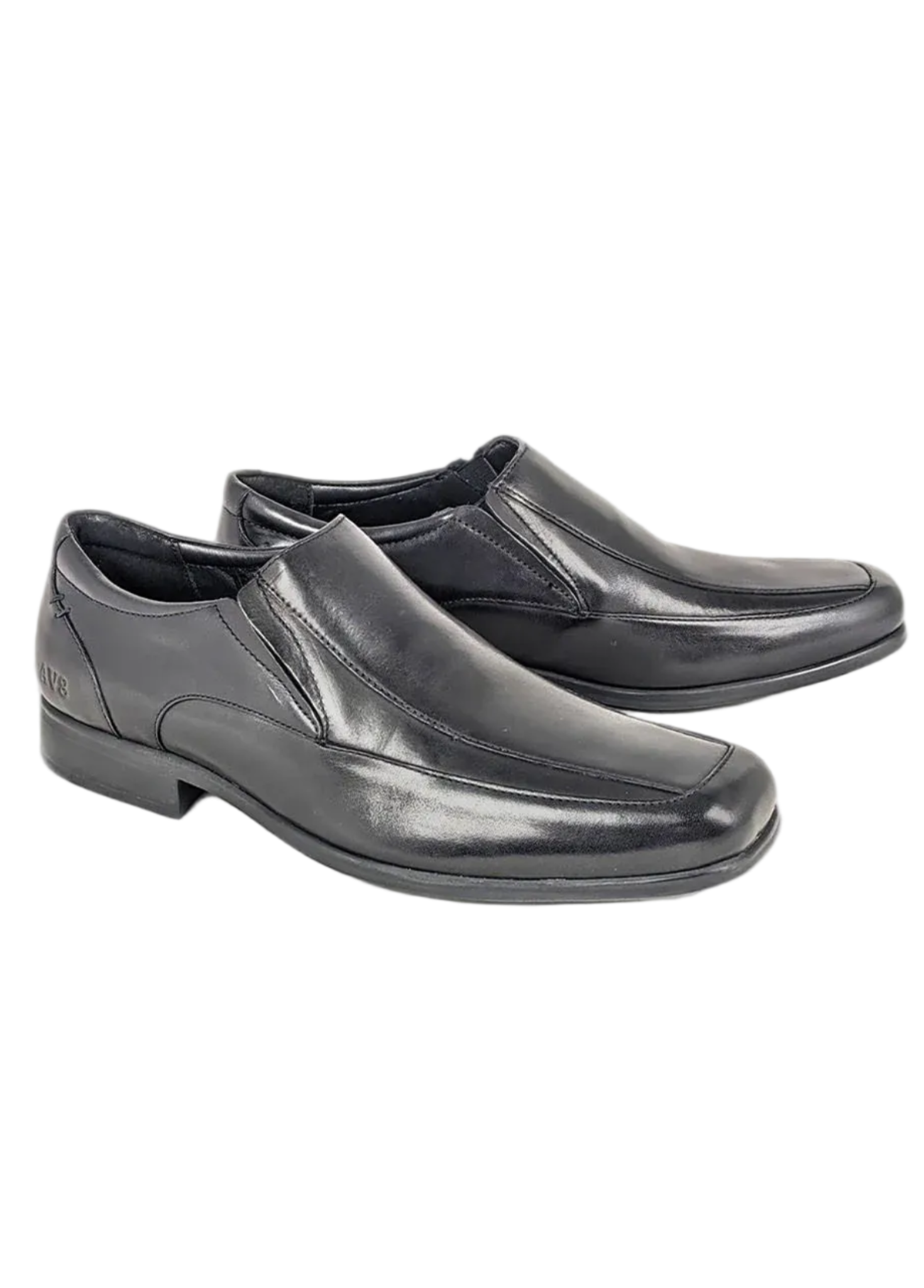 Pair of gray slip-on shoes on a light gray background