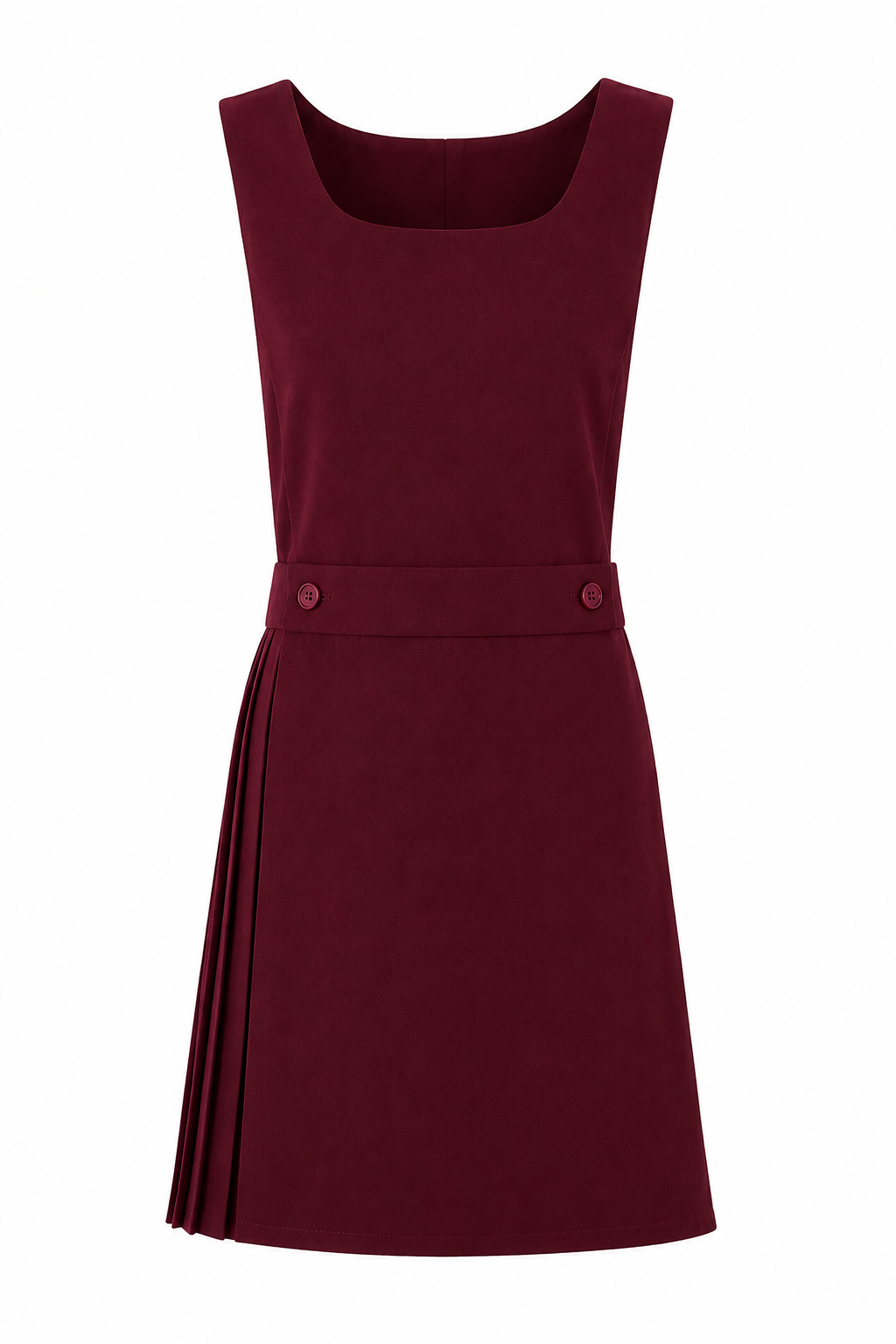 Maroon pinafore on a white background