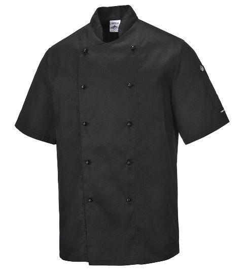 C734 – Kent Chefs Jacket – Short Sleeve – Black