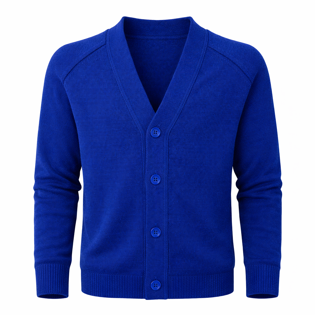 Blue cardigan on a white background
