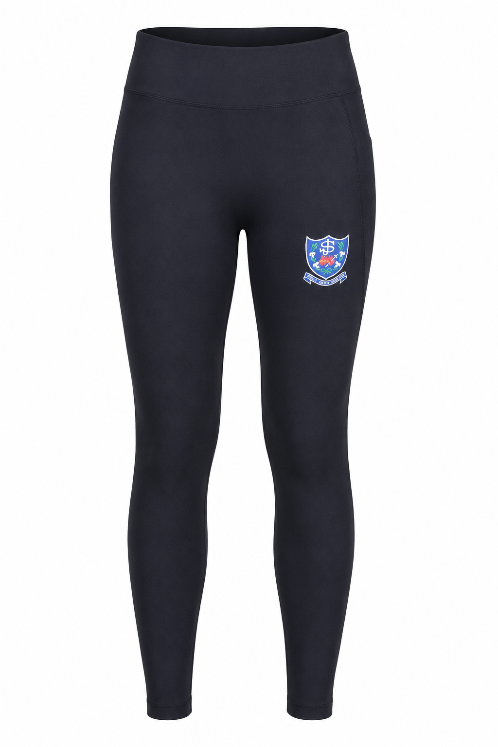 Black leggings with a logo on a white background