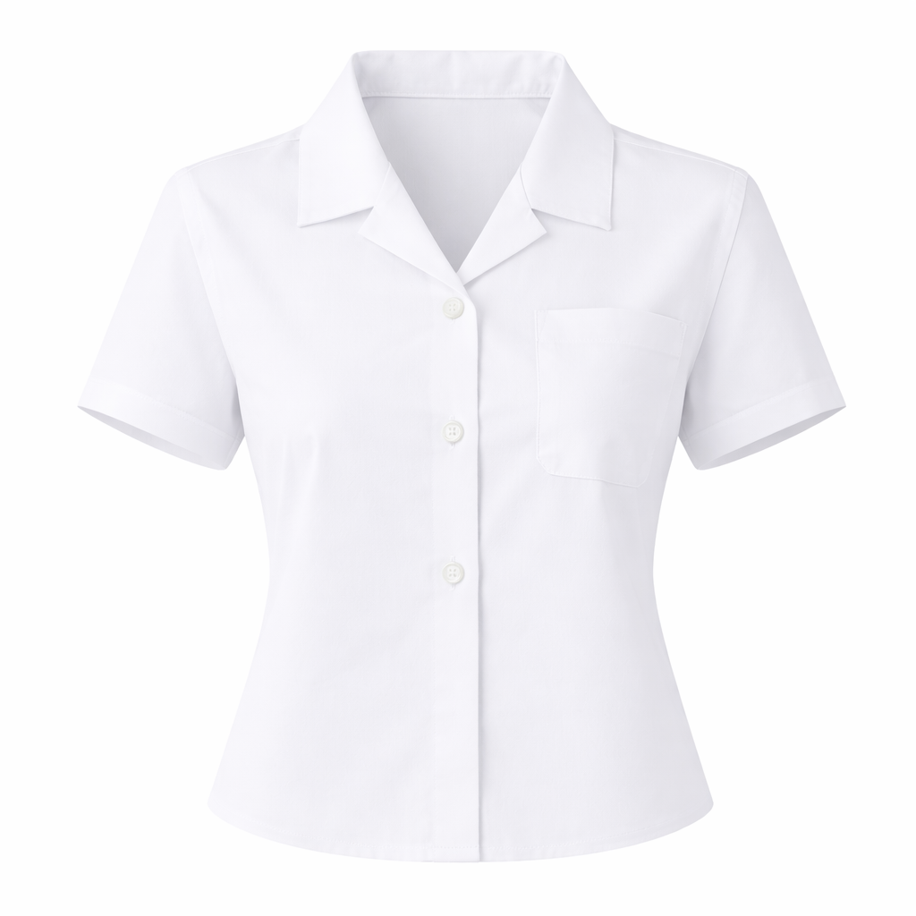 White short-sleeve blouse on a white background