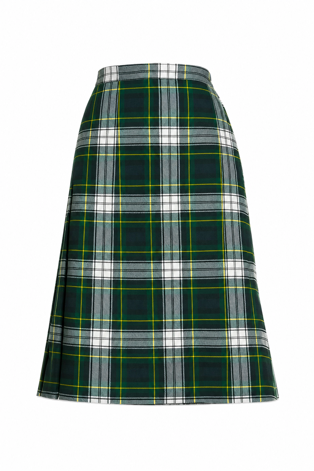 Green plaid skirt on a white background