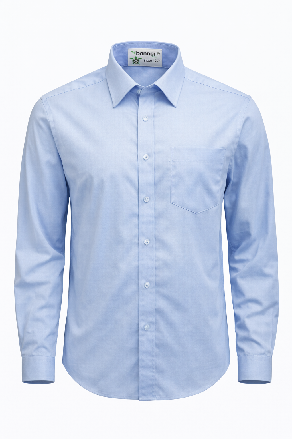 Light blue dress shirt on a white background