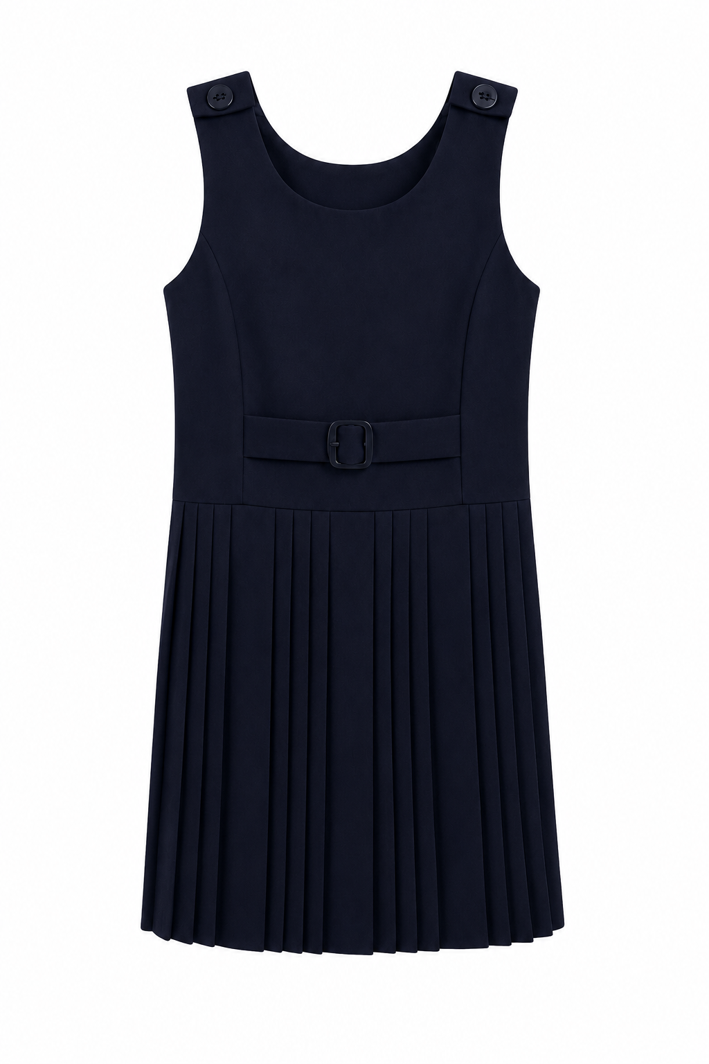 navy pinafore on white background