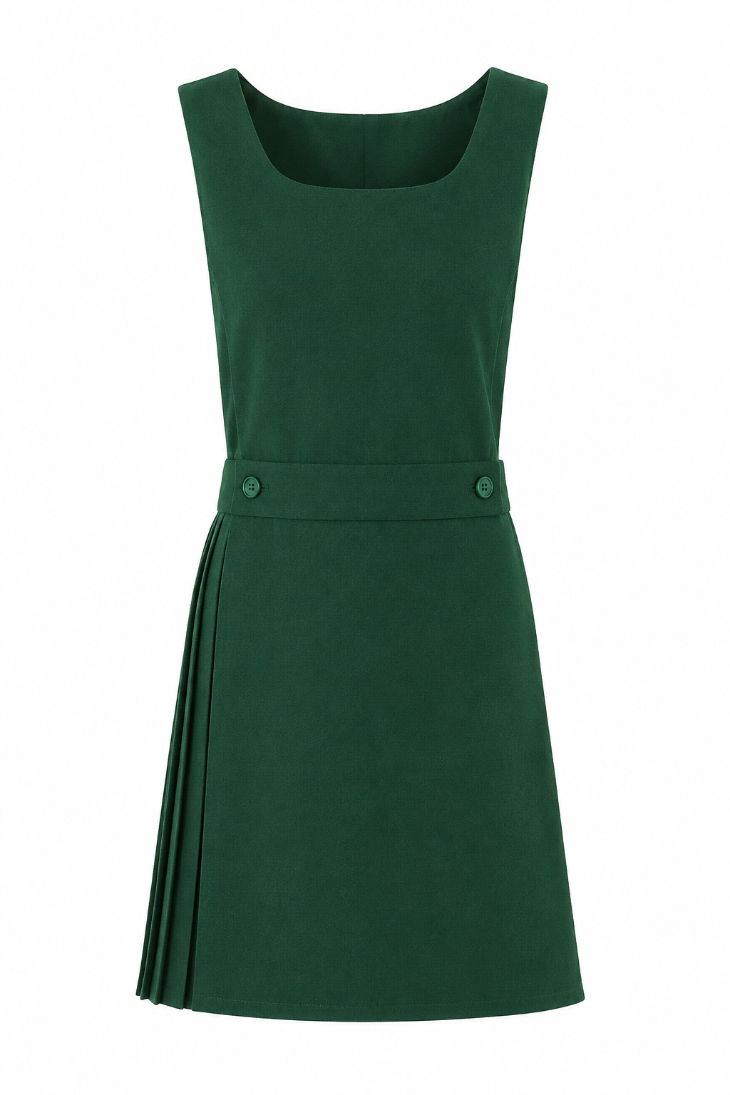 Green pinafore on a white background