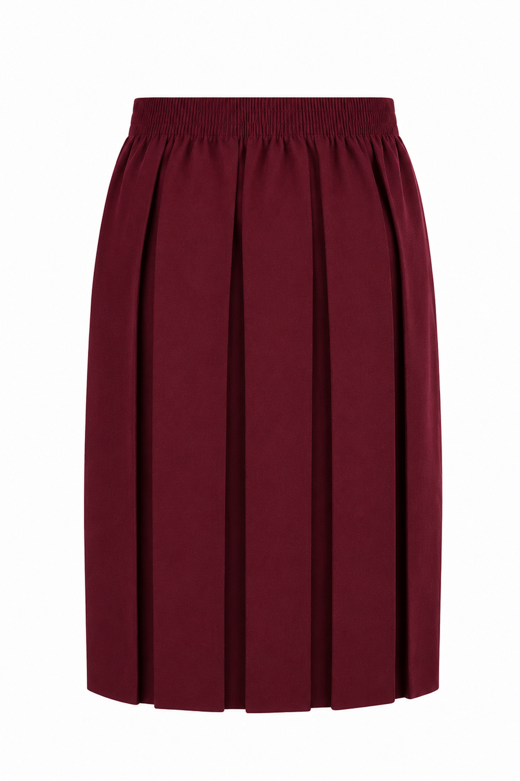 Maroon pleated skirt on a white background