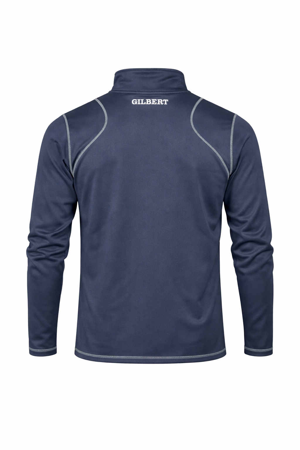 Navy long-sleeve athletic shirt with 'Gilbert' branding on a white background
